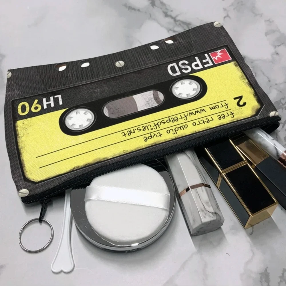 Super cool Old School Cassette tape zipper pouch, makeup, school supplies etc